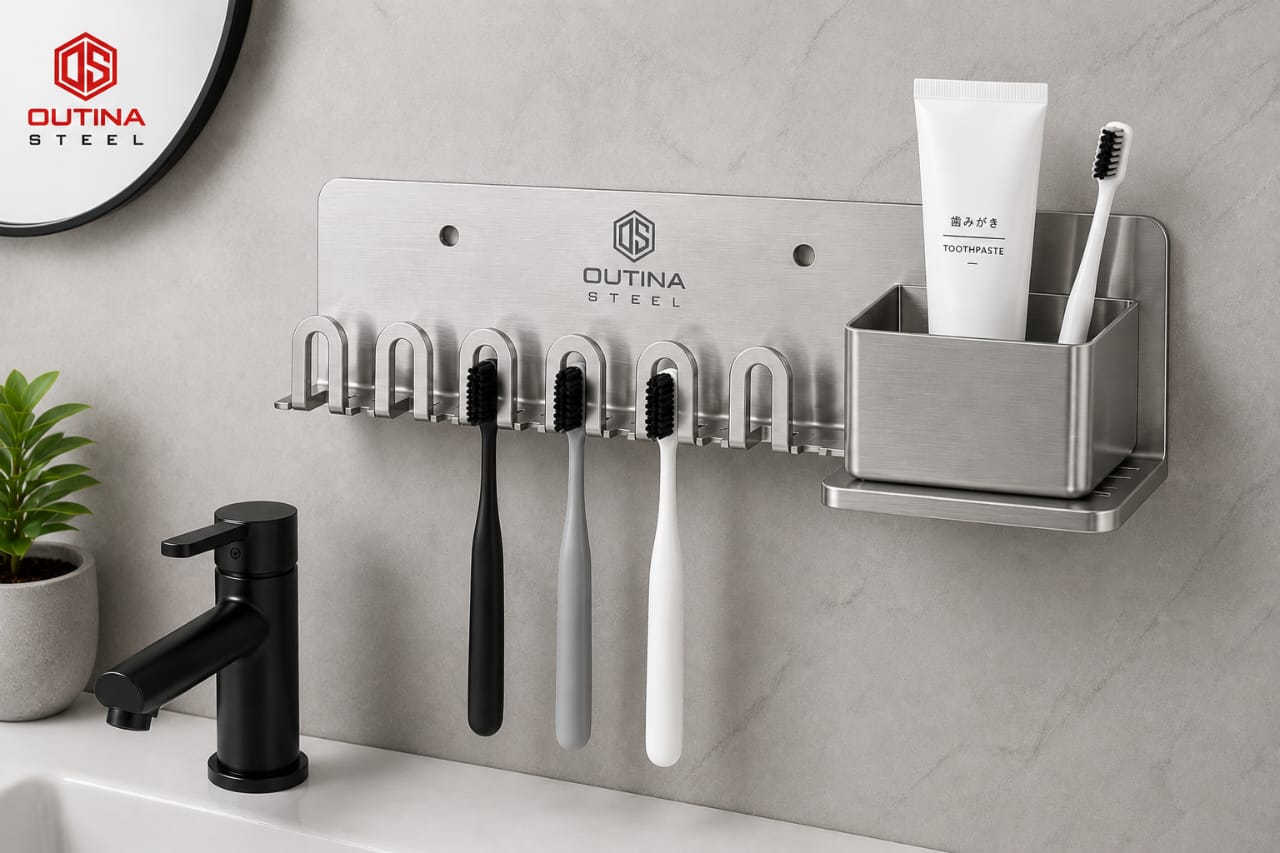 حامل فرش ومعجون أسنان ستانلس ستيل 304 | OUTINA STEEL